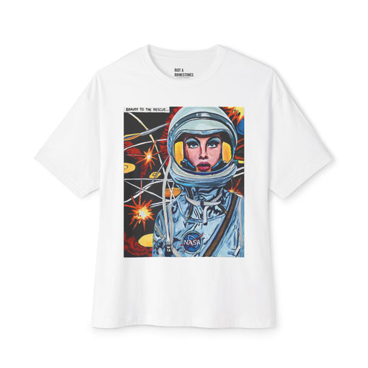 Retro Astronaut "Beauty to the Rescue" Original Painting Graphic Tee