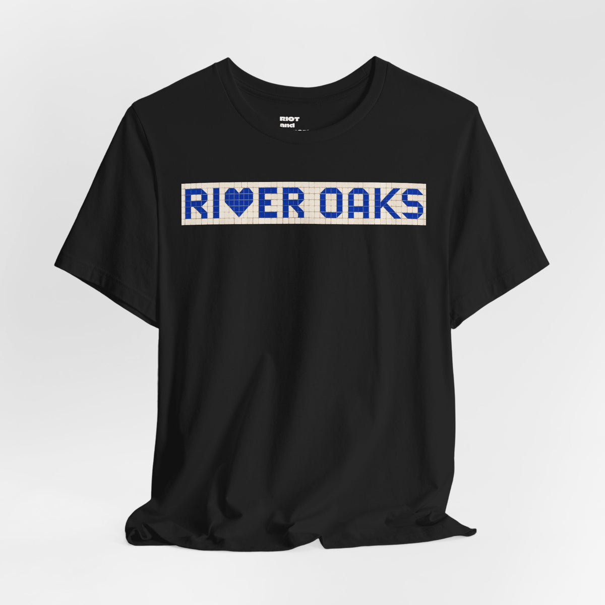 RIVER OAKS Houston T-Shirt - Vintage Blue Tile Shirt - Houston Texas Gift Minimalist HTX Graphic Tee