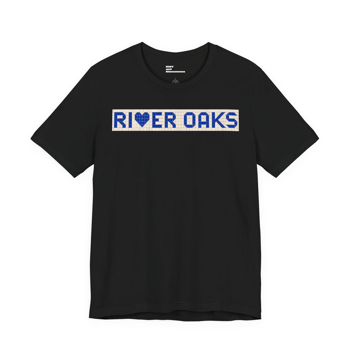 RIVER OAKS Houston T-Shirt - Vintage Blue Tile Shirt - Houston Texas Gift Minimalist HTX Graphic Tee