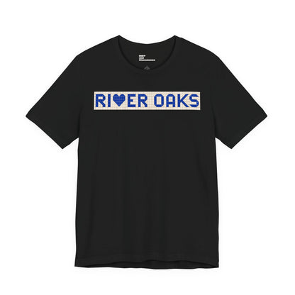 RIVER OAKS Houston T-Shirt - Vintage Blue Tile Shirt - Houston Texas Gift Minimalist HTX Graphic Tee