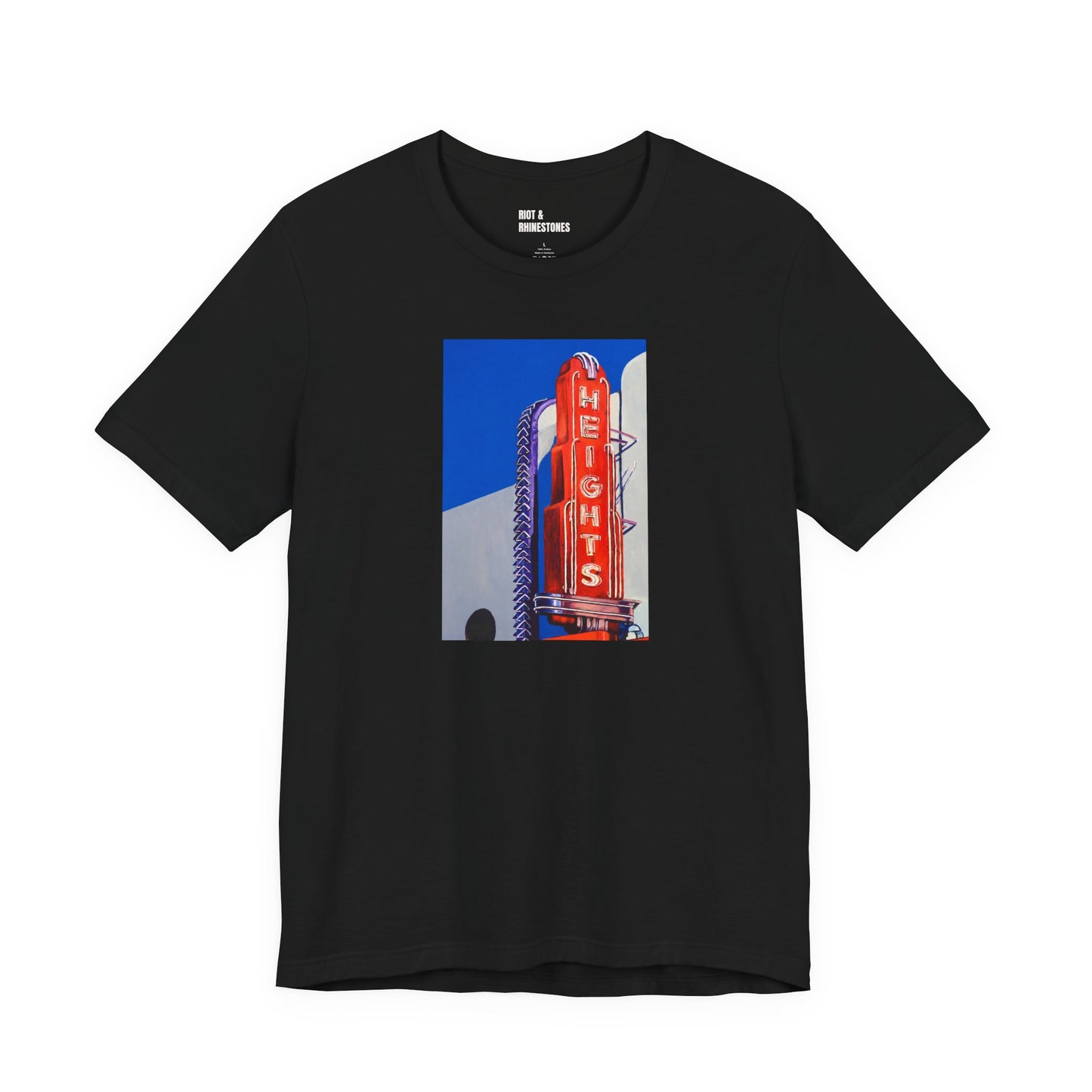 Houston Heights Theater Marquee Original Art Graphic Tee – Retro Texas Neon Shirt