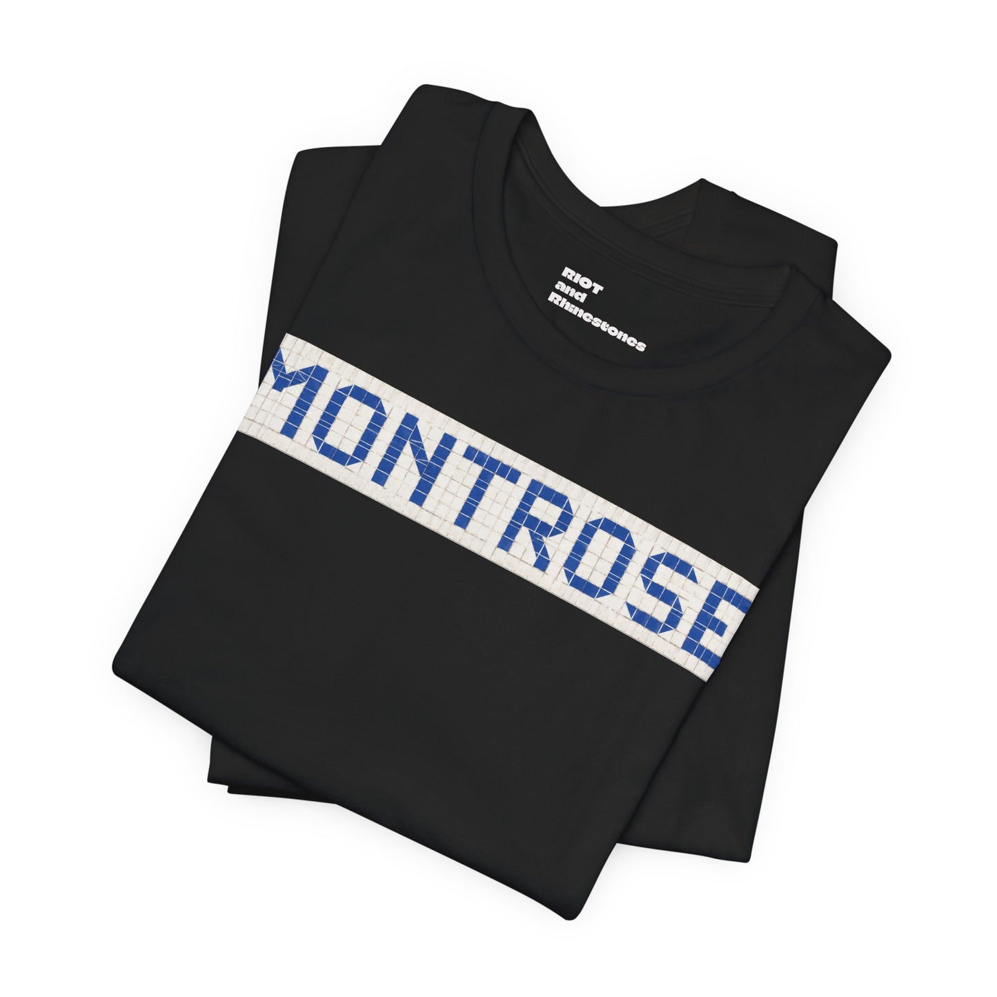 Montrose Houston T-Shirt - Vintage Blue Tile Street Name Shirt - Houston Texas Gift Minimalist HTX Graphic Tee