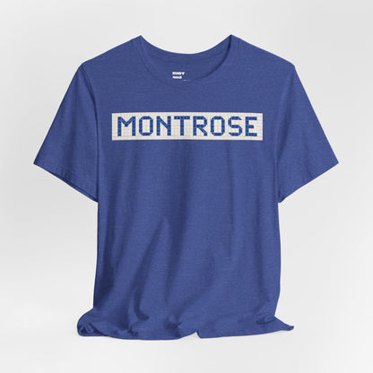 Montrose Houston T-Shirt - Vintage Blue Tile Street Name Shirt - Houston Texas Gift Minimalist HTX Graphic Tee