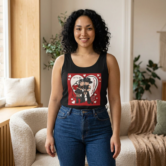 Vintage Leather & Goth Couple Valentine Tee – Cheeky BDSM Retro Art
