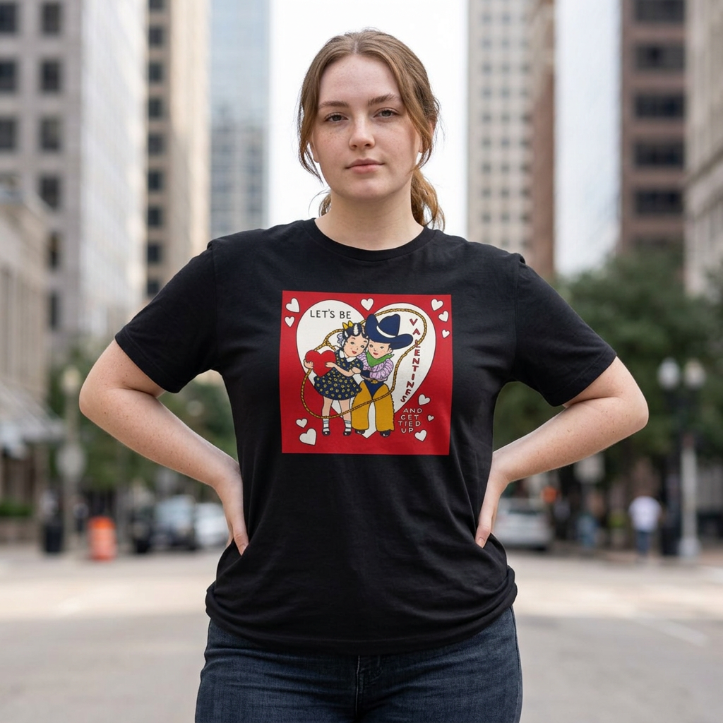 "Let's Get Tied Up" Vintage Cowboy Valentine Tee – Original Pop Art T-Shirt