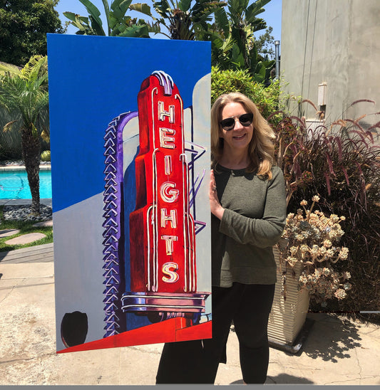 Houston Heights Theater Marquee Original Art Graphic Tee – Retro Texas Neon Shirt