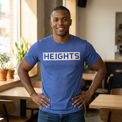 HEIGHTS Houston T-Shirt - Vintage Blue Tile Street Name Shirt - Houston Texas Gift Minimalist HTX Graphic Tee