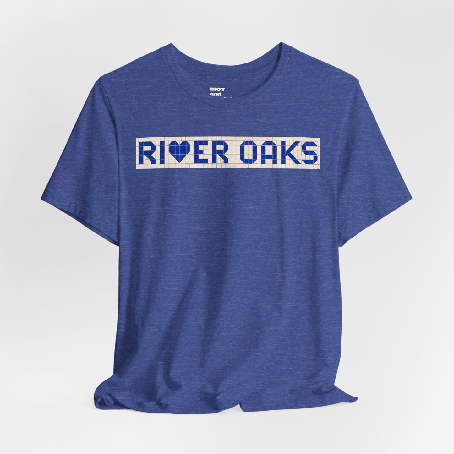 RIVER OAKS Houston T-Shirt - Vintage Blue Tile Shirt - Houston Texas Gift Minimalist HTX Graphic Tee