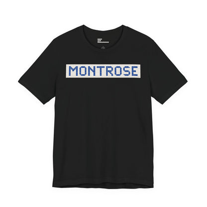 Montrose Houston T-Shirt - Vintage Blue Tile Street Name Shirt - Houston Texas Gift Minimalist HTX Graphic Tee