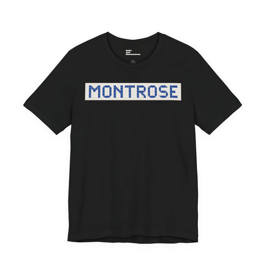 Montrose Houston T-Shirt - Vintage Blue Tile Street Name Shirt - Houston Texas Gift Minimalist HTX Graphic Tee