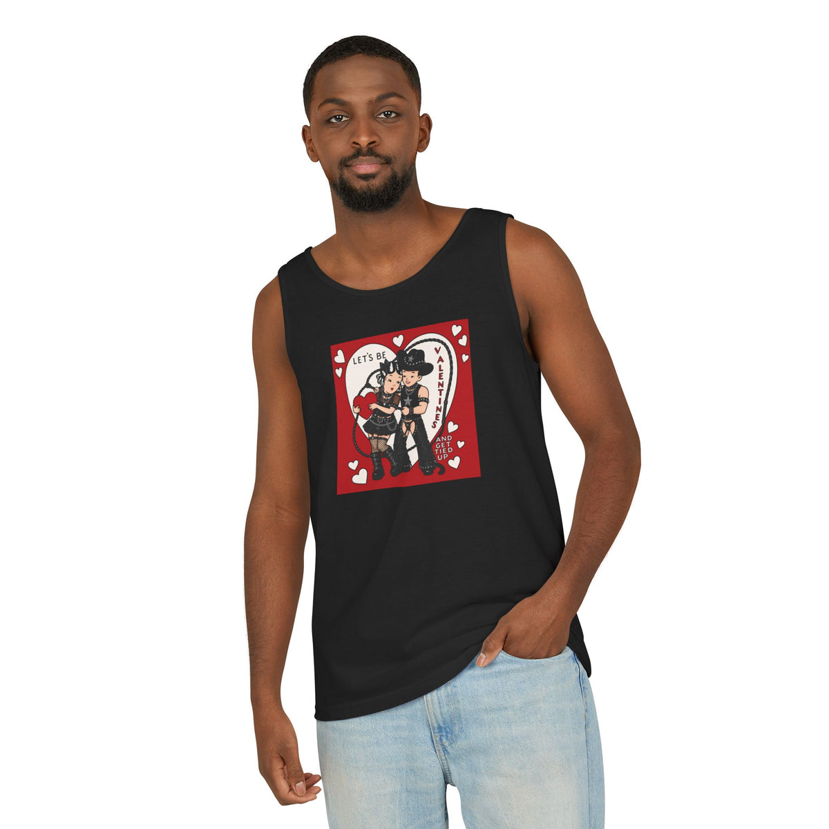 Vintage Leather & Goth Couple Valentine Tee – Cheeky BDSM Retro Art
