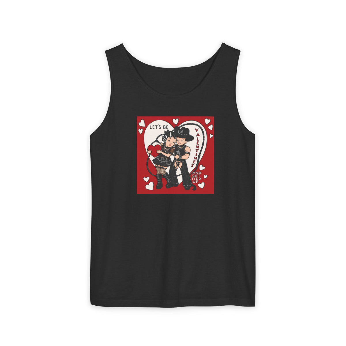 Vintage Leather & Goth Couple Valentine Tee – Cheeky BDSM Retro Art