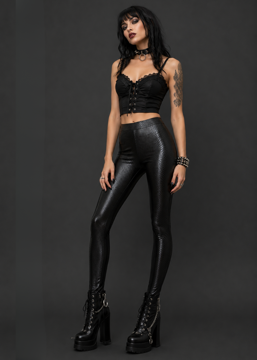 Snakepit Black Snake Print Leggings