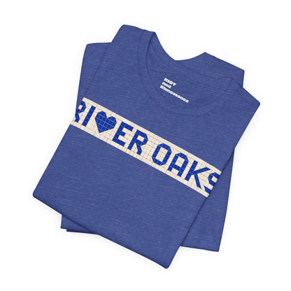 RIVER OAKS Houston T-Shirt - Vintage Blue Tile Shirt - Houston Texas Gift Minimalist HTX Graphic Tee