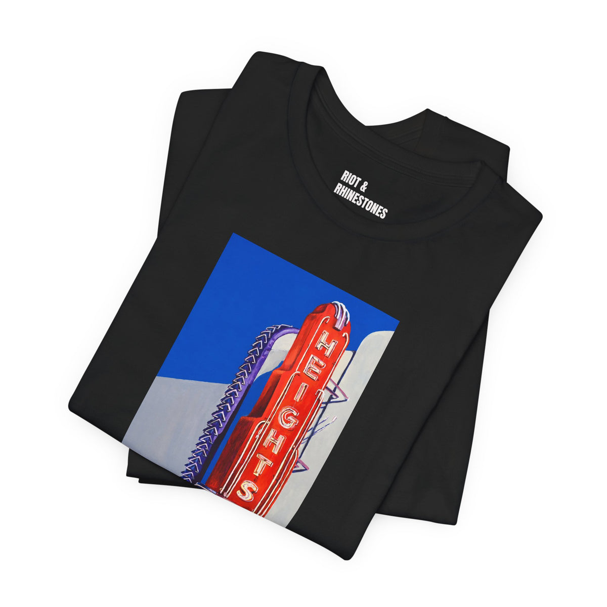 Houston Heights Theater Marquee Original Art Graphic Tee – Retro Texas Neon Shirt