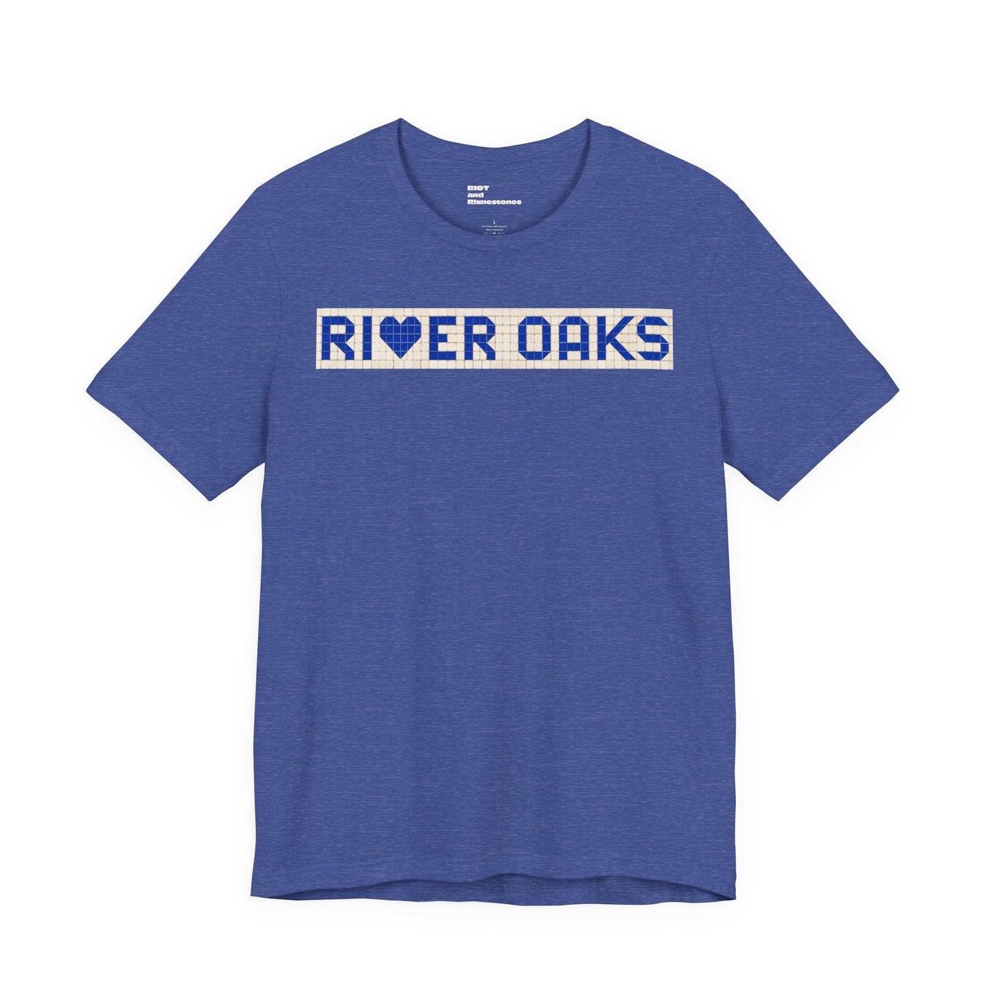 RIVER OAKS Houston T-Shirt - Vintage Blue Tile Shirt - Houston Texas Gift Minimalist HTX Graphic Tee