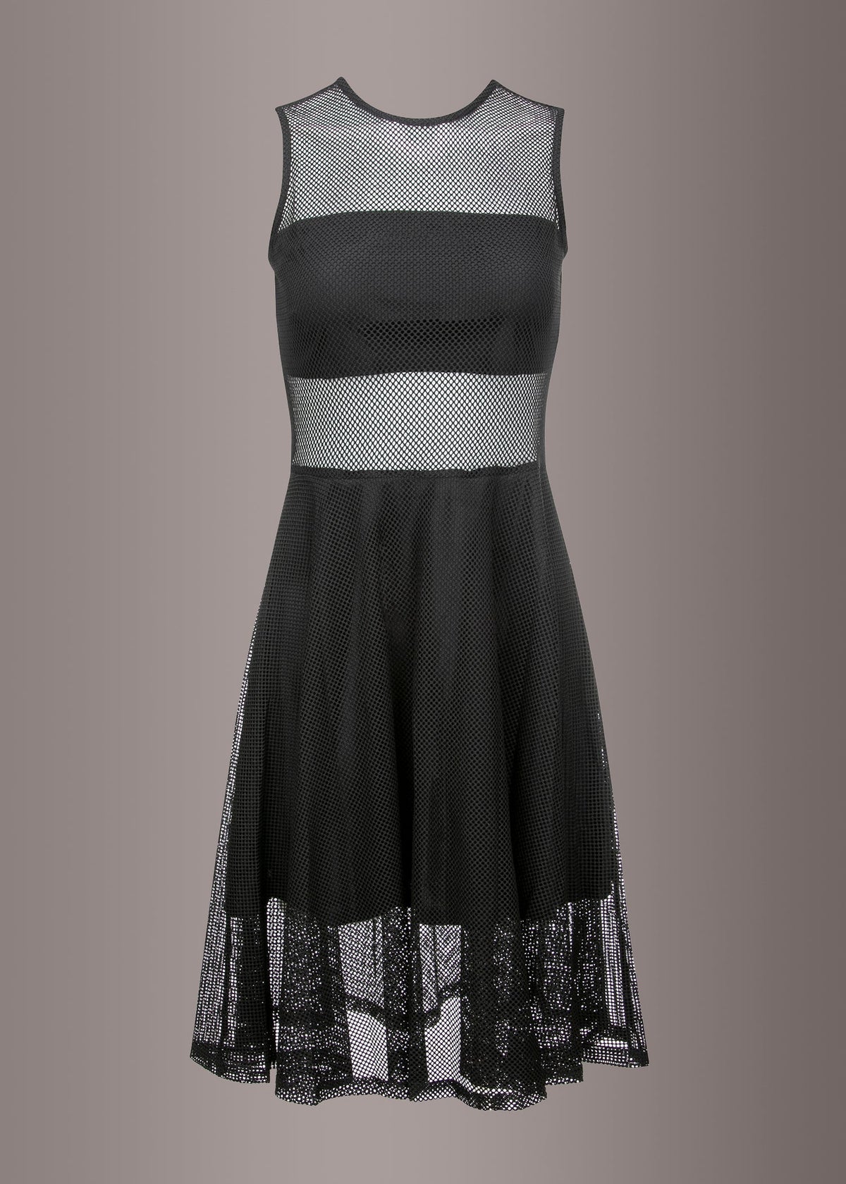 She's Got The Look Black Contrast Mesh A-Line Midi Dress