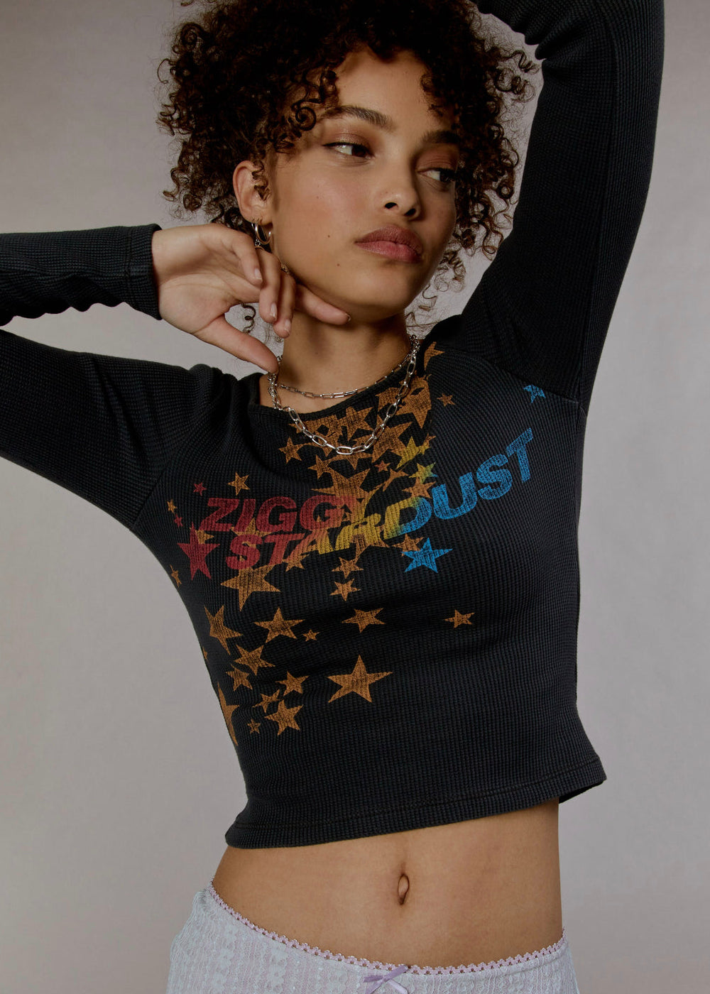 David Bowie Ziggy Stardust Thermal Crop Top