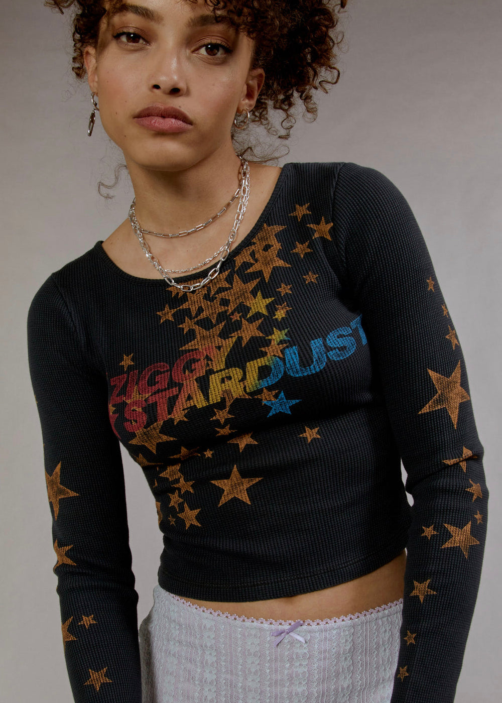 David Bowie Ziggy Stardust Thermal Crop Top