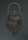 Rhinestone Fringe Heart Clutch Goth Purse