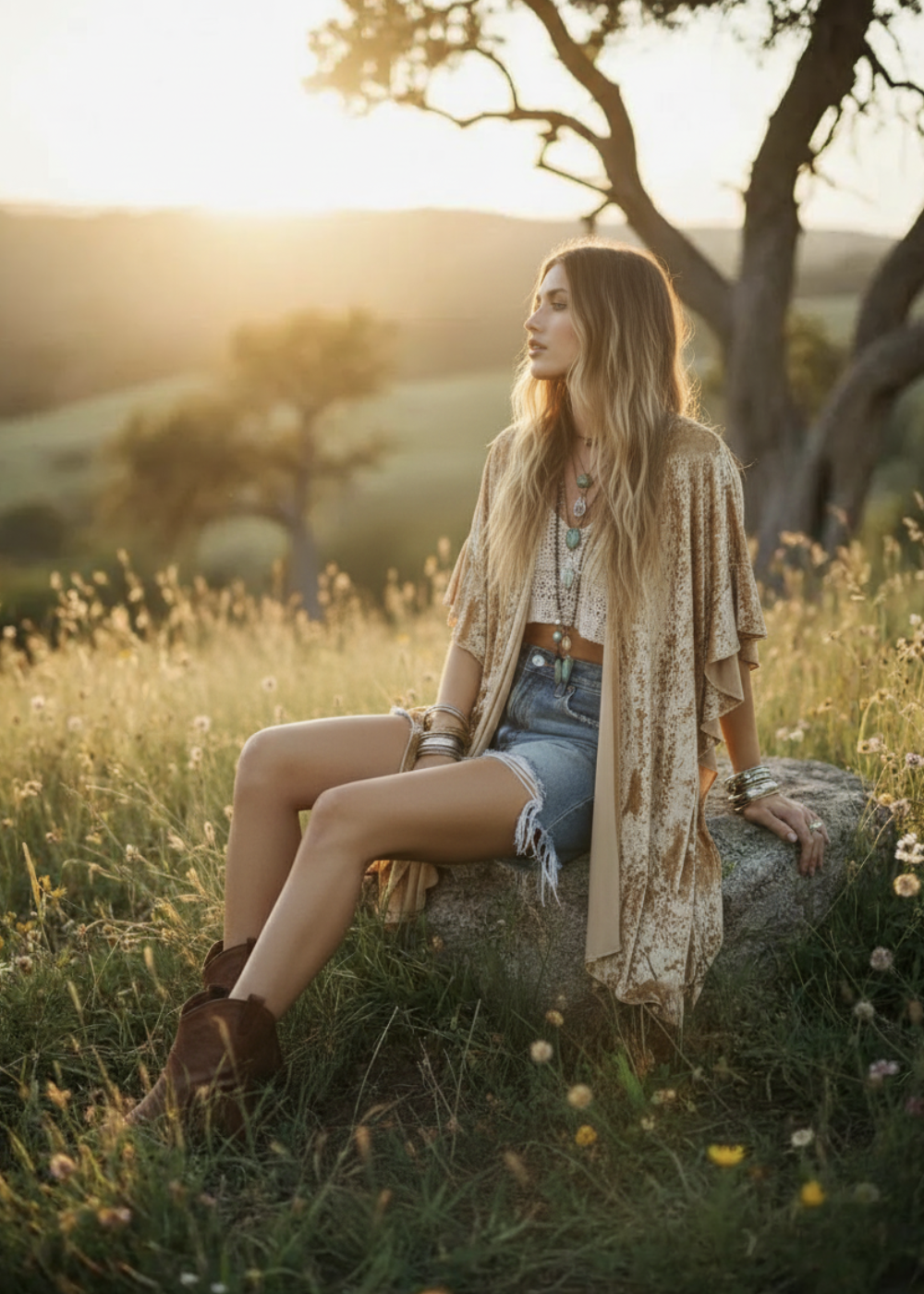 The Hendrix Gold Crushed Velvet Kimono
