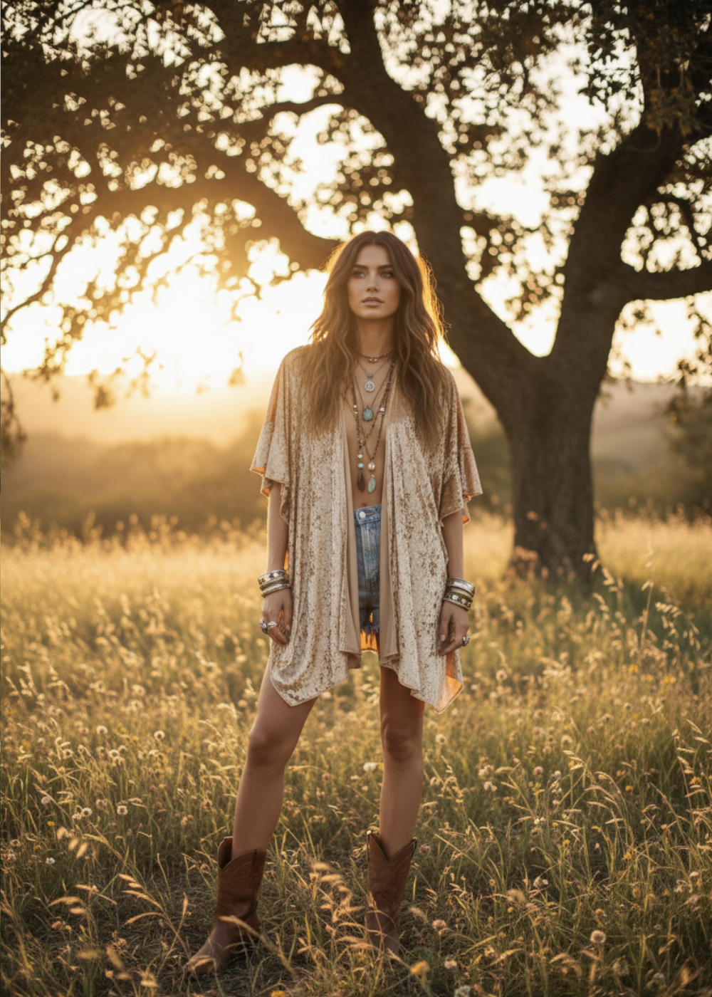 The Hendrix Gold Crushed Velvet Kimono