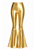 Gold Metallic Faux Leather Bell Bottoms | Flare Pants
