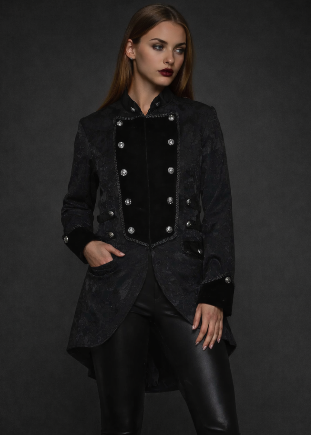 Black Pearl Pirate Brocade Victorian Coat