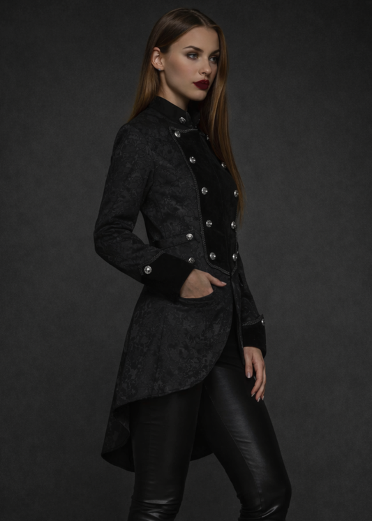 Black Pearl Pirate Brocade Victorian Coat
