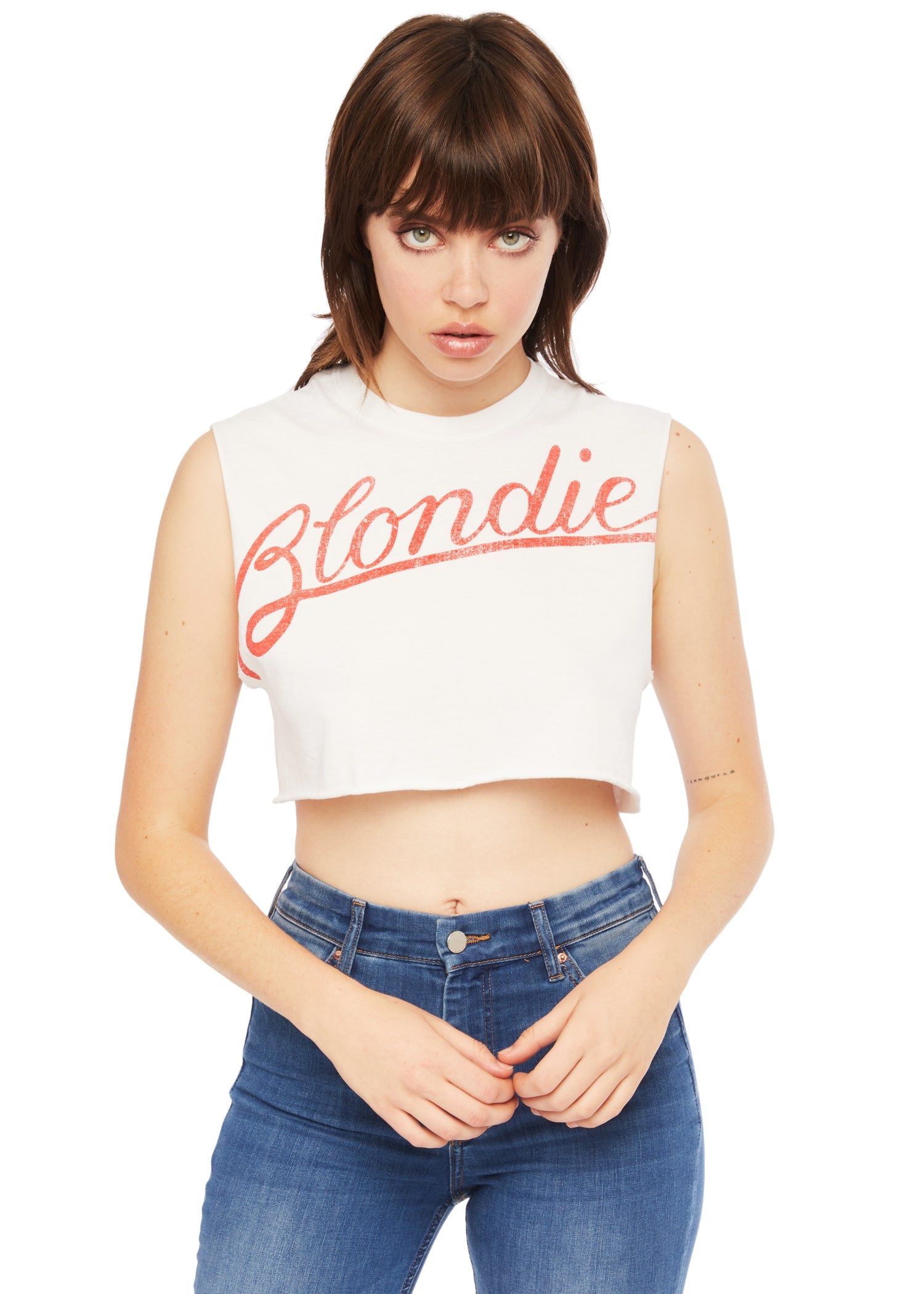 White Blondie Cropped Tee by Goodie Two Sleeves