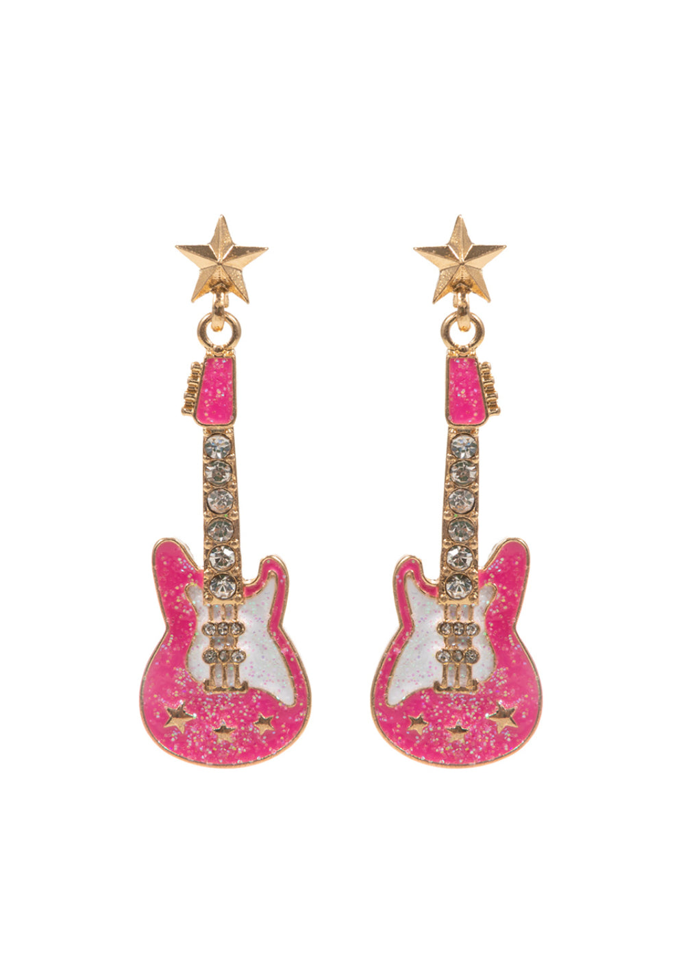 Pink Electric Guitar Earrings