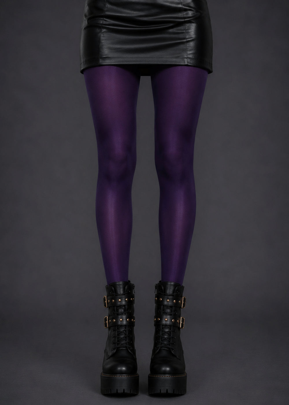 Purple High Shine Tights – Glossy Silk-Look Hosiery for Women