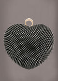Rhinestone Black Heart Clutch