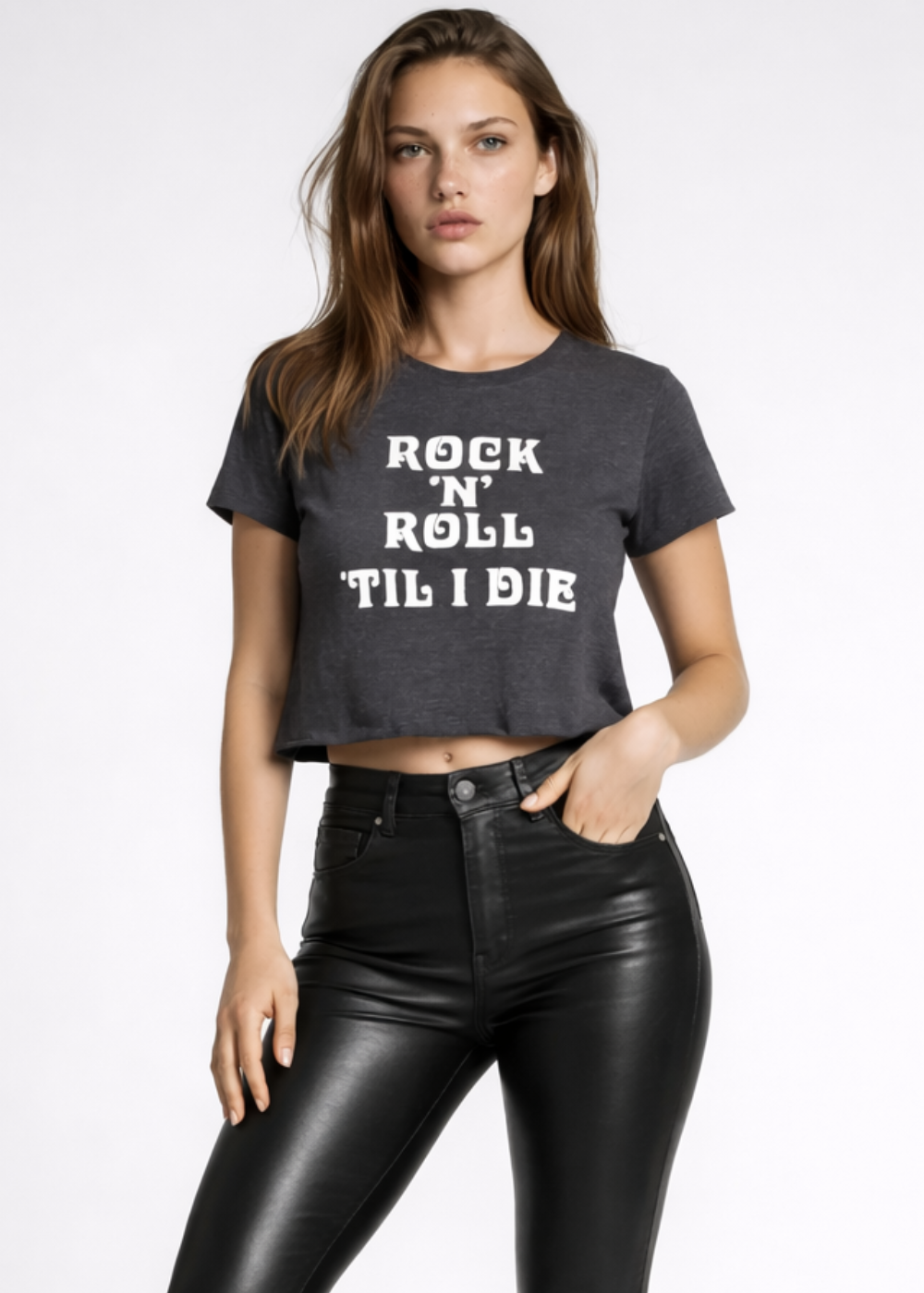 Rock'n'Roll Til I Die Cropped Tee - Vintage Rebel Graphic Shirt