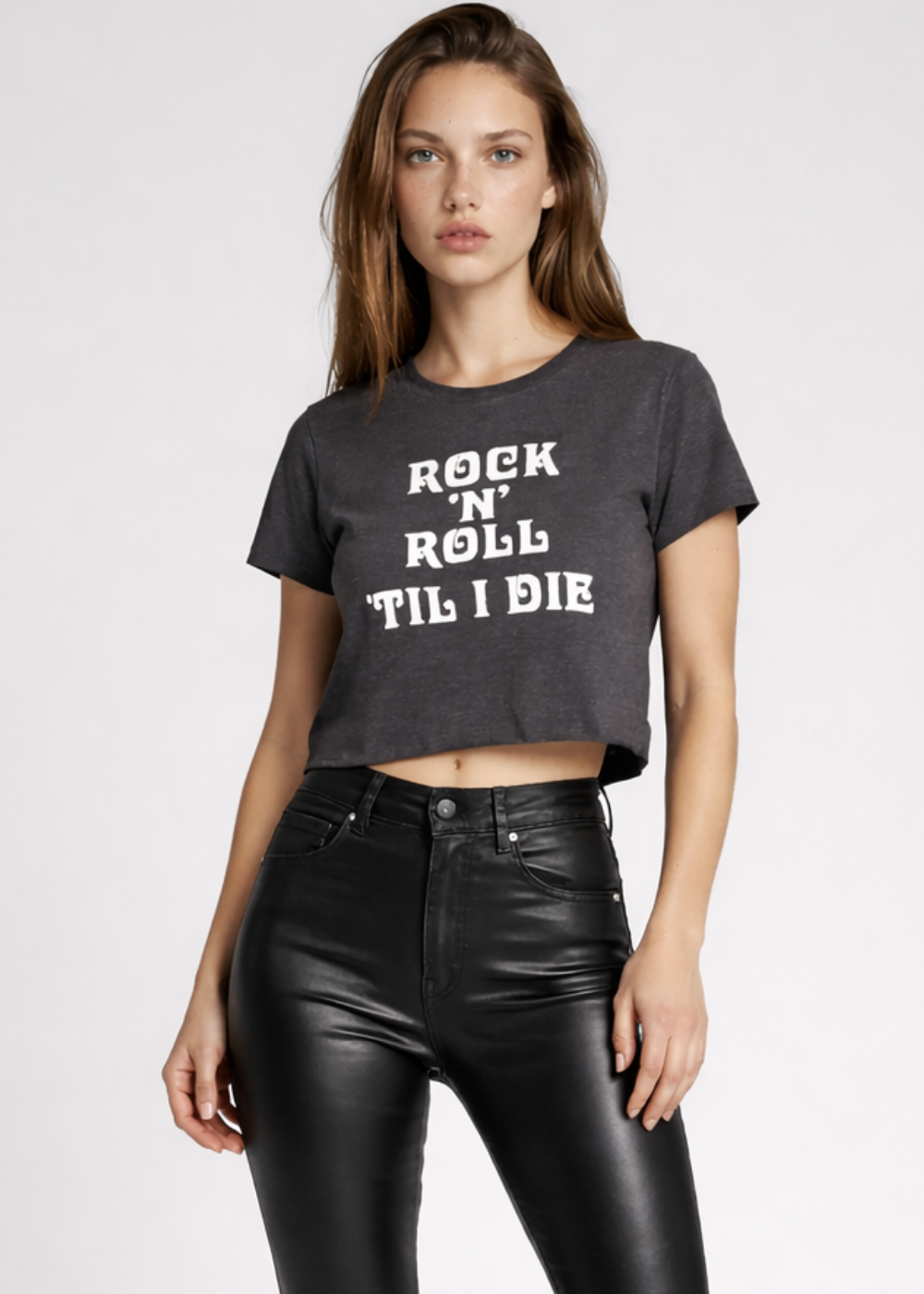 Rock'n'Roll Til I Die Cropped Tee - Vintage Rebel Graphic Shirt
