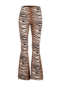 Wild Life Tiger Animal Print Flared Bell Bottom Pants