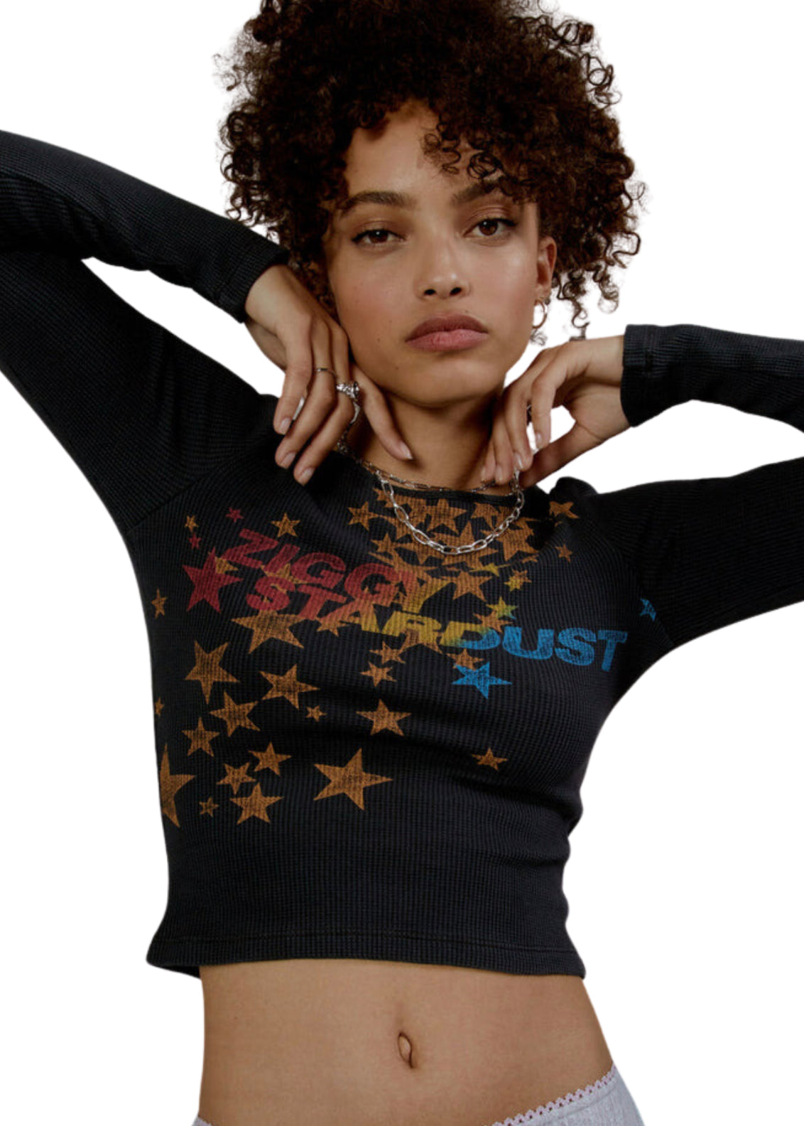 David Bowie Ziggy Stardust Thermal Crop Top